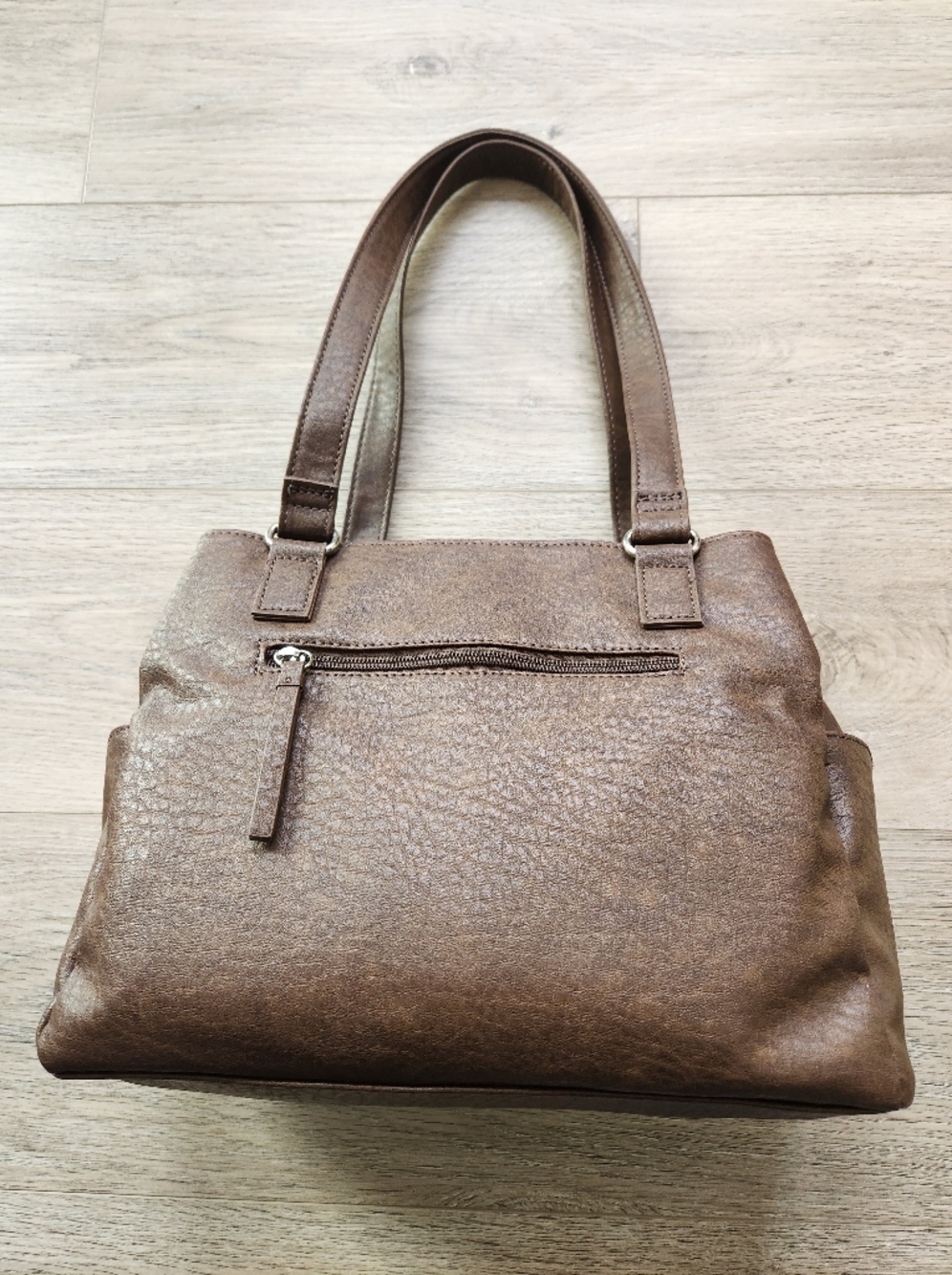 MultiSac Brown Nia Large Shopper Shoulder Purse Bag Faux Leather Nwt - Picture 13 of 15